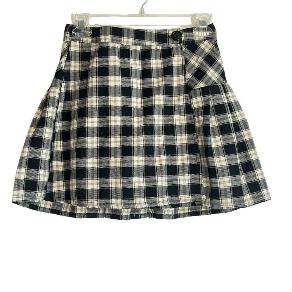 JOLT Womens Straight Hem Plaid Pleated Mini Wrap Skirt Multicolor Size XS